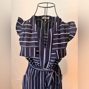 Blue and white stripes dress